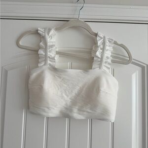 H&M Cream Ruffled Strap Swim Top